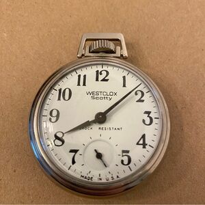 Vintage Westclox Scotty Pocket Watch Shock Resistant Made in USA